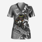 Penrith Panthers Rugby Scrub Top Fierce Mascot Geometric Tribal Art