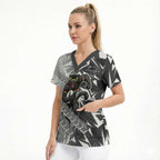 Penrith Panthers Rugby Scrub Top Fierce Mascot Geometric Tribal Art