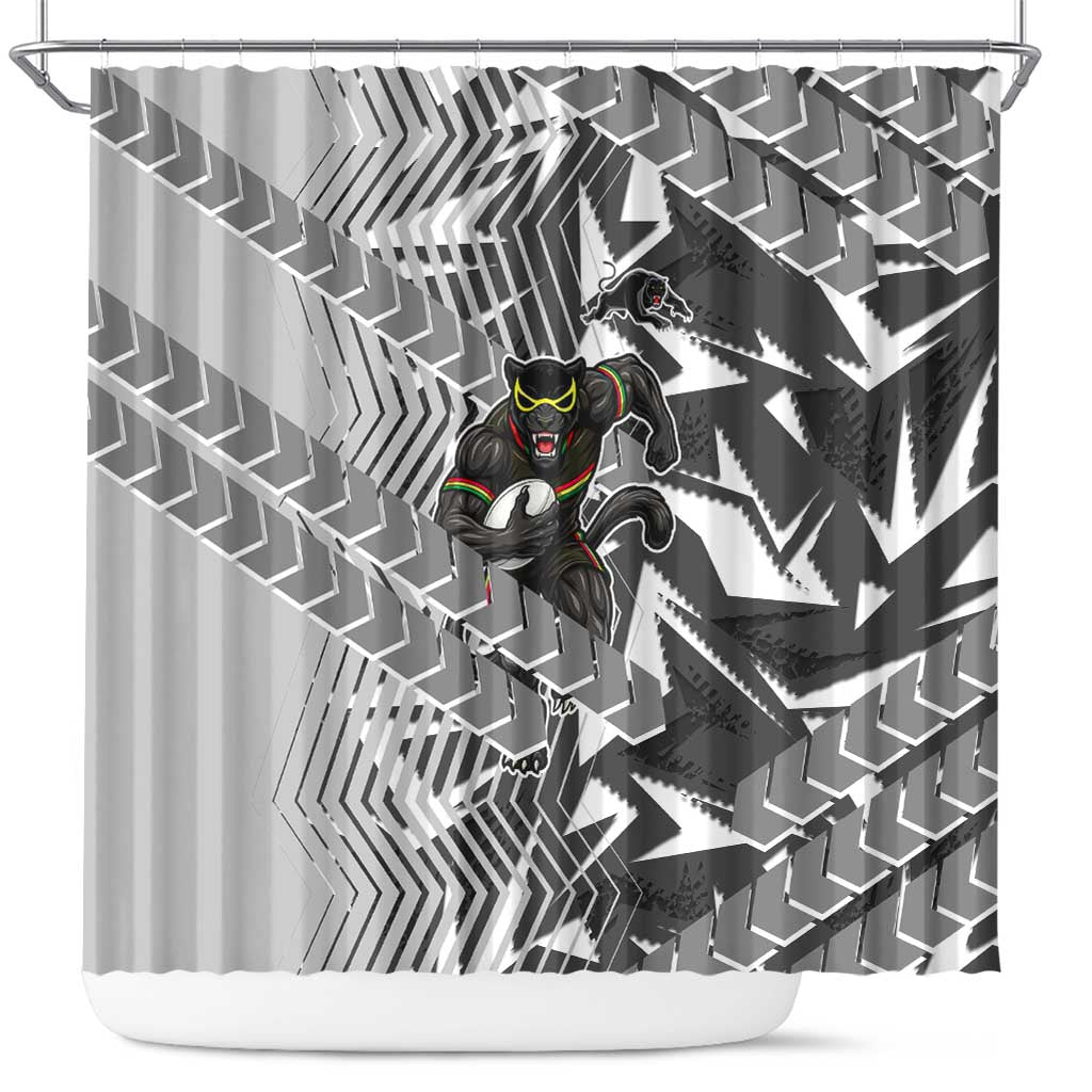 Penrith Panthers Rugby Shower Curtain Fierce Mascot Geometric Tribal Art