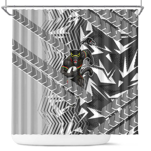 Penrith Panthers Rugby Shower Curtain Fierce Mascot Geometric Tribal Art
