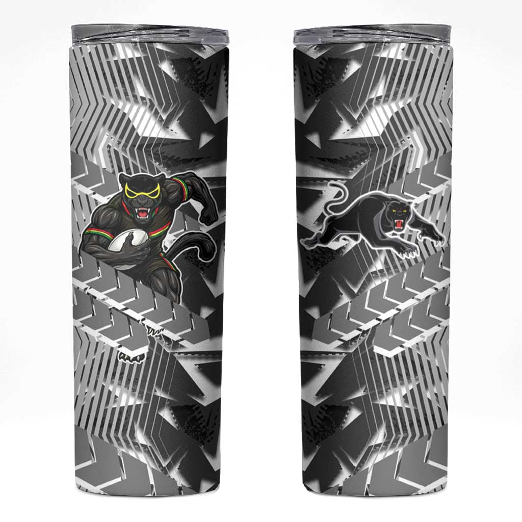 Penrith Panthers Rugby Skinny Tumbler Fierce Mascot Geometric Tribal Art