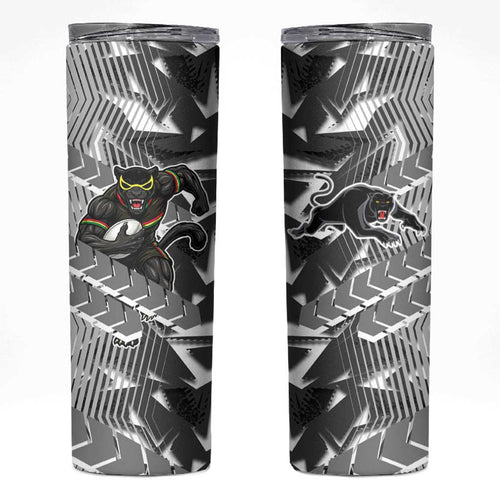 Penrith Panthers Rugby Skinny Tumbler Fierce Mascot Geometric Tribal Art