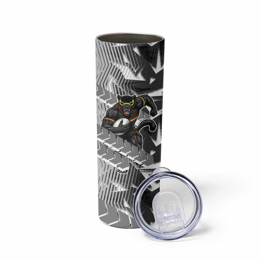 Penrith Panthers Rugby Skinny Tumbler Fierce Mascot Geometric Tribal Art