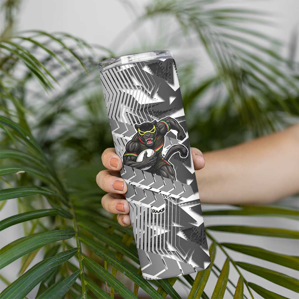 Penrith Panthers Rugby Skinny Tumbler Fierce Mascot Geometric Tribal Art