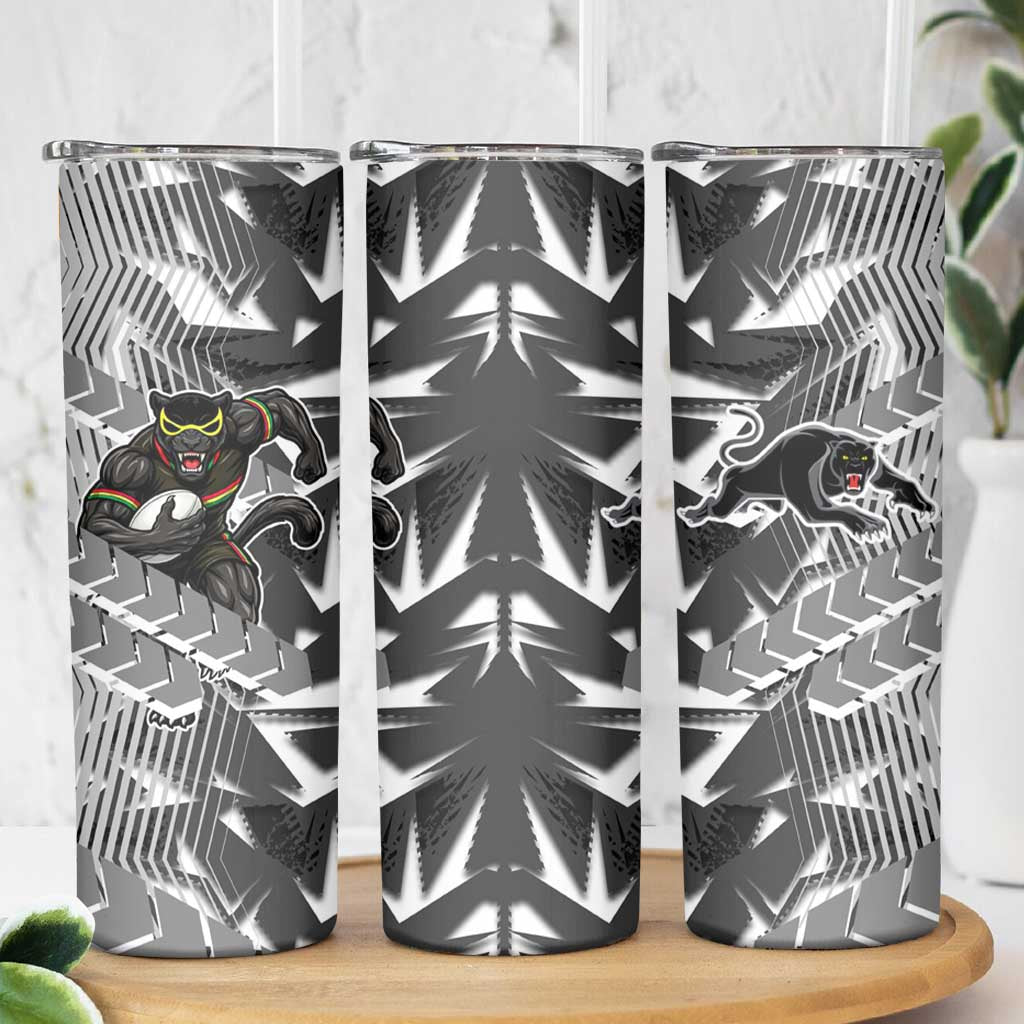 Penrith Panthers Rugby Skinny Tumbler Fierce Mascot Geometric Tribal Art