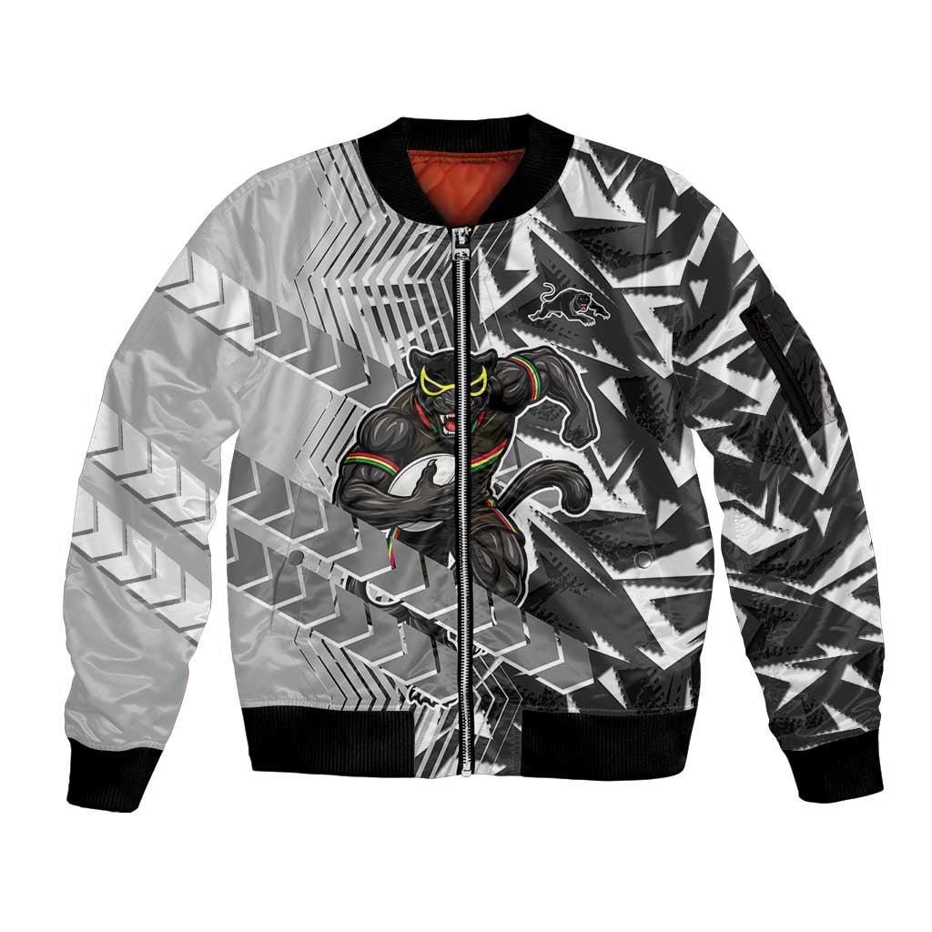Penrith Panthers Rugby Sleeve Zip Bomber Jacket Fierce Mascot Geometric Tribal Art
