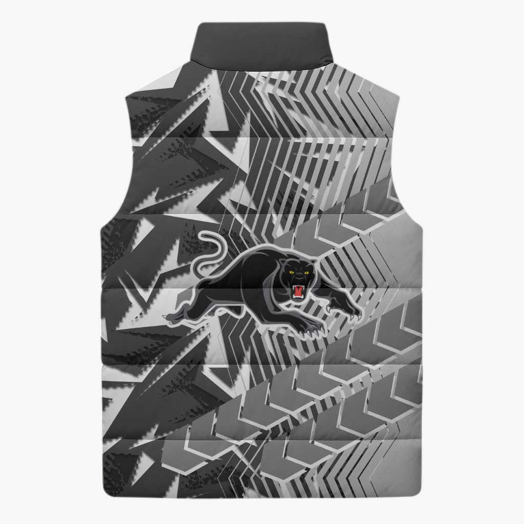 Penrith Panthers Rugby Sleeveless Puffer Jacket Fierce Mascot Geometric Tribal Art