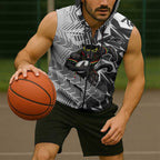 Penrith Panthers Rugby Sleeveless Zip Hoodie Fierce Mascot Geometric Tribal Art