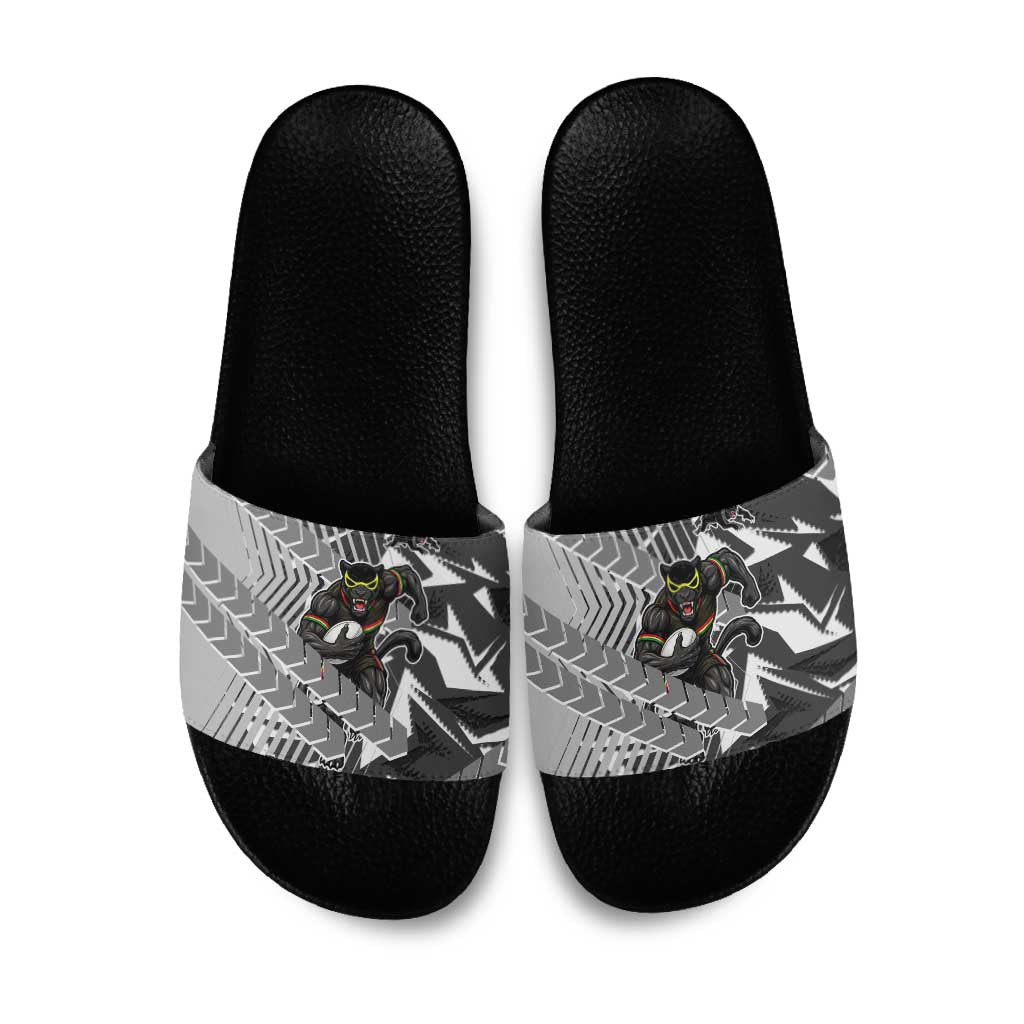 Penrith Panthers Rugby Slide Sandals Fierce Mascot Geometric Tribal Art