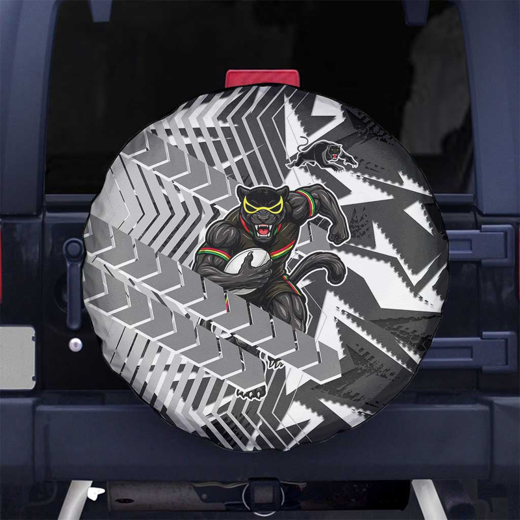 Penrith Panthers Rugby Spare Tire Cover Fierce Mascot Geometric Tribal Art