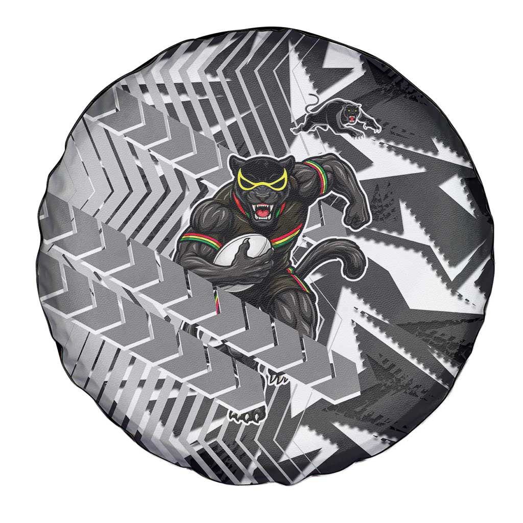 Penrith Panthers Rugby Spare Tire Cover Fierce Mascot Geometric Tribal Art