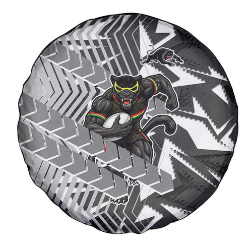 Penrith Panthers Rugby Spare Tire Cover Fierce Mascot Geometric Tribal Art