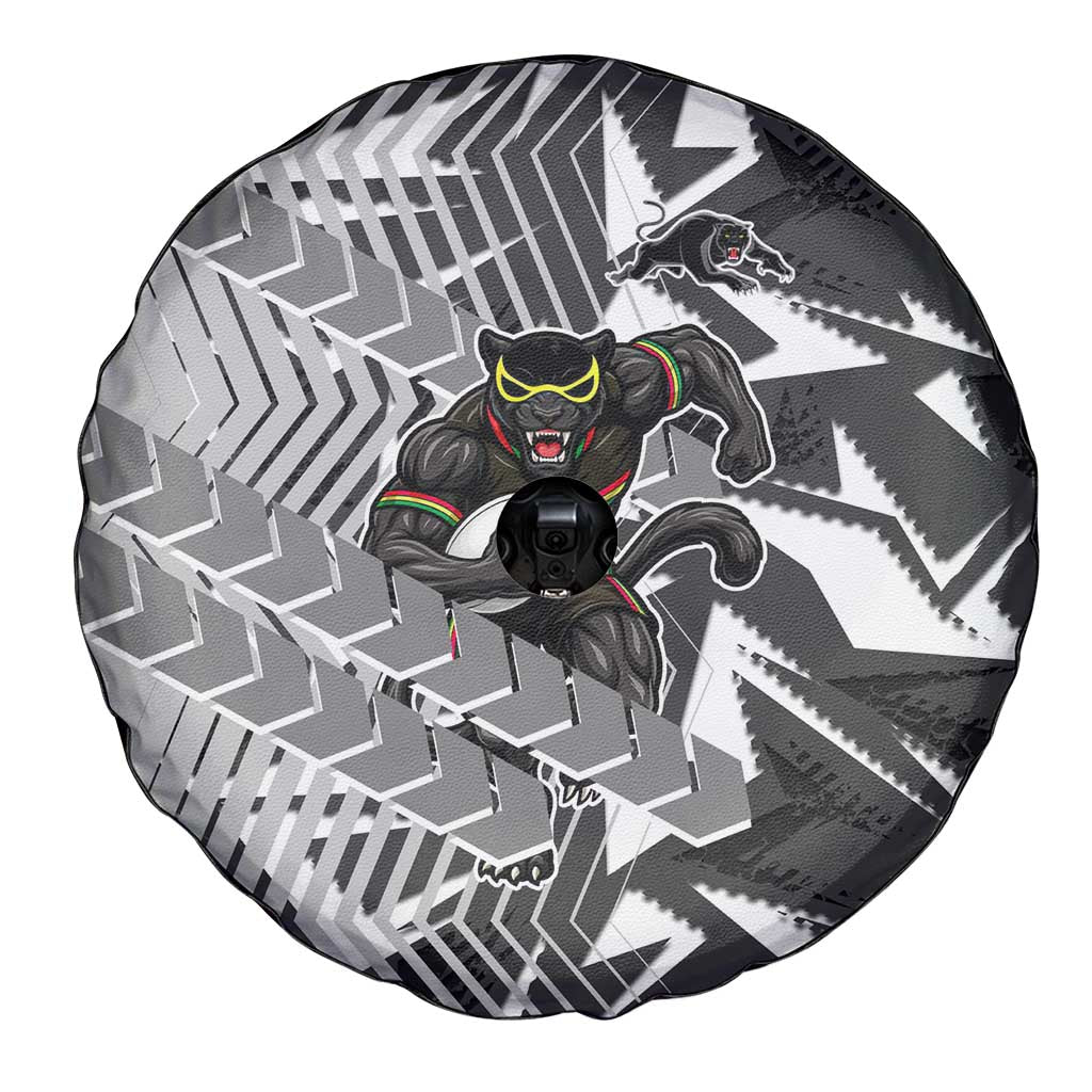Penrith Panthers Rugby Spare Tire Cover Fierce Mascot Geometric Tribal Art