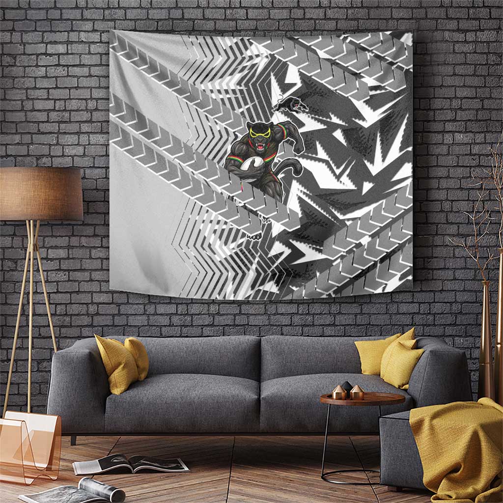 Penrith Panthers Rugby Tapestry Fierce Mascot Geometric Tribal Art