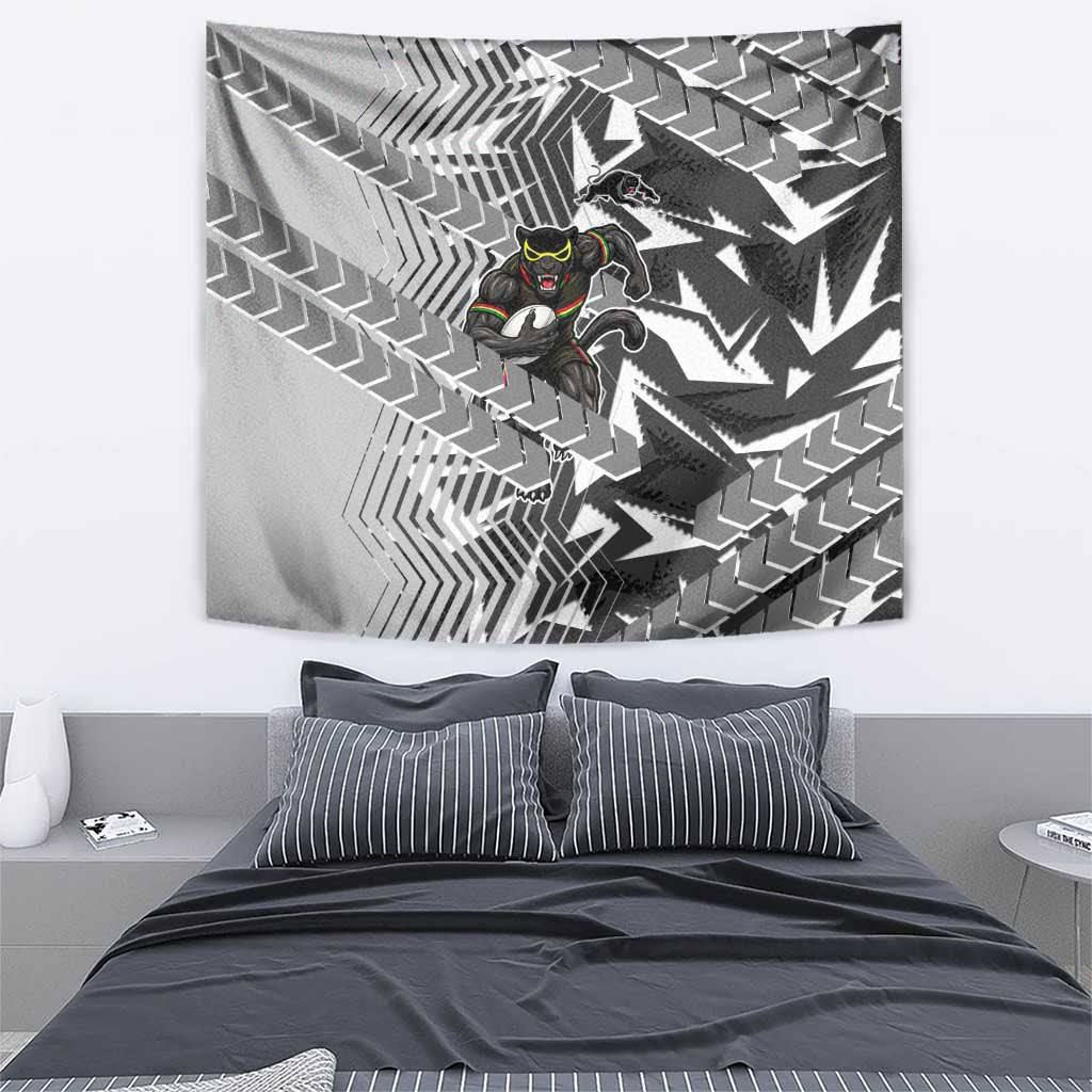 Penrith Panthers Rugby Tapestry Fierce Mascot Geometric Tribal Art