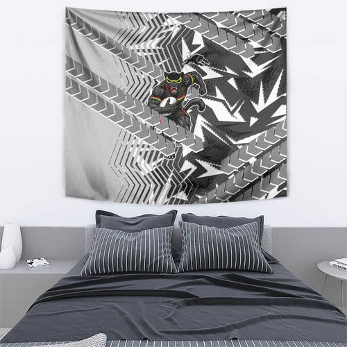 Penrith Panthers Rugby Tapestry Fierce Mascot Geometric Tribal Art