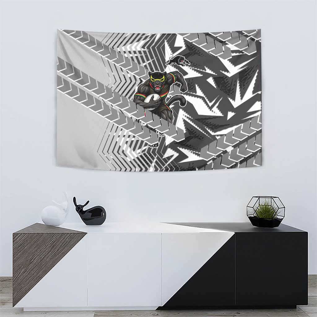 Penrith Panthers Rugby Tapestry Fierce Mascot Geometric Tribal Art
