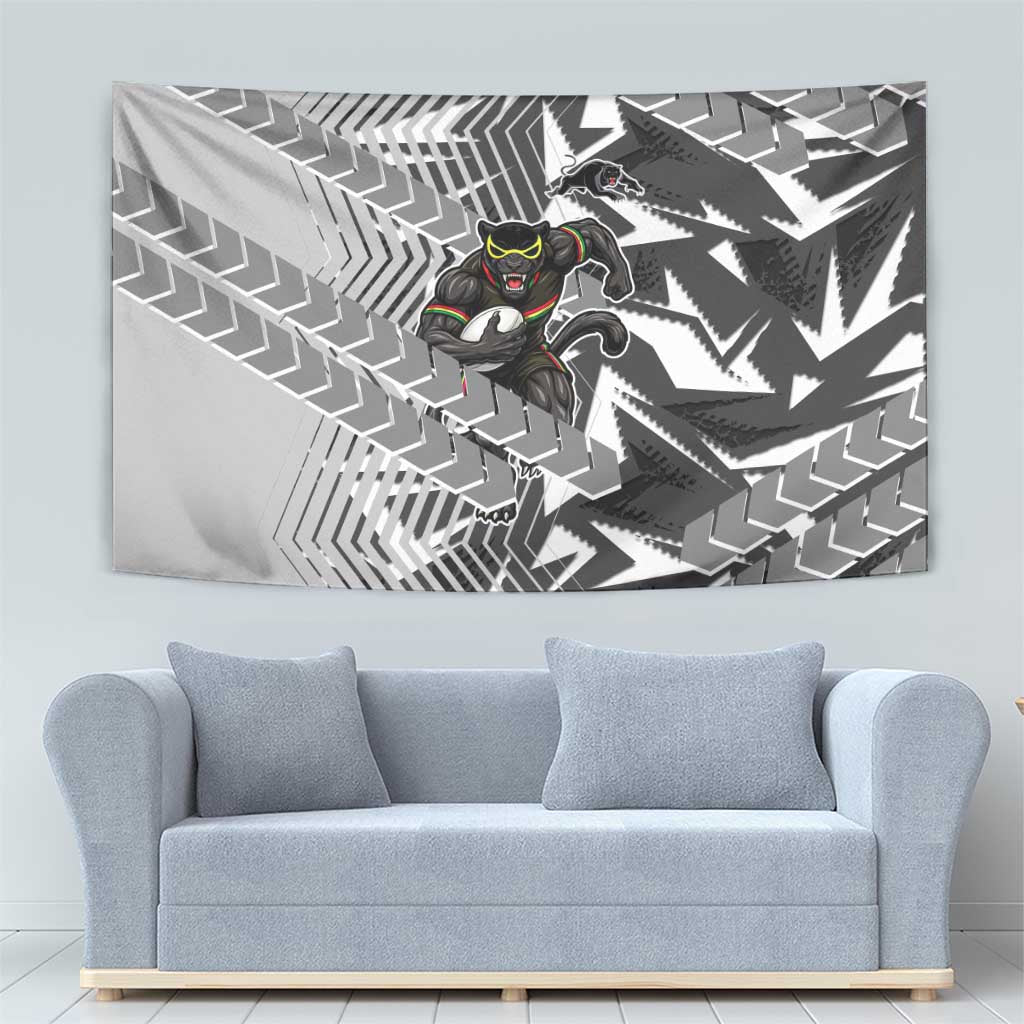Penrith Panthers Rugby Tapestry Fierce Mascot Geometric Tribal Art