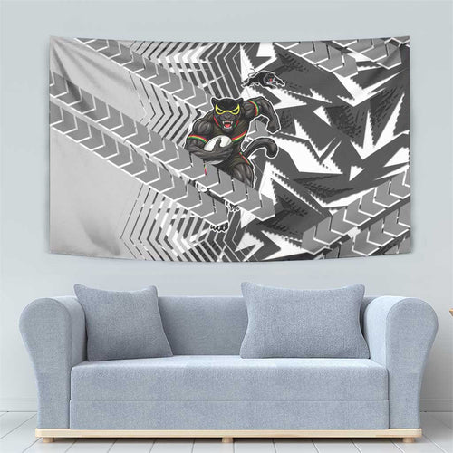 Penrith Panthers Rugby Tapestry Fierce Mascot Geometric Tribal Art