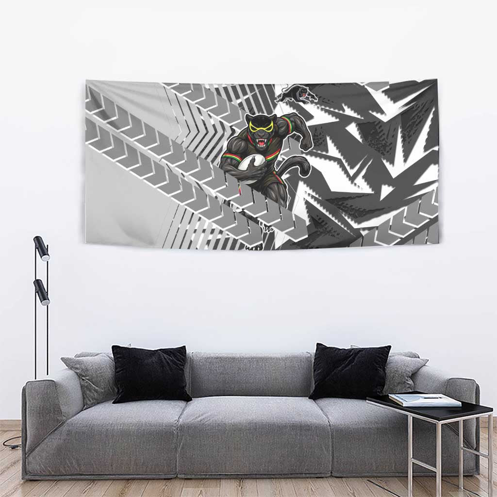 Penrith Panthers Rugby Tapestry Fierce Mascot Geometric Tribal Art