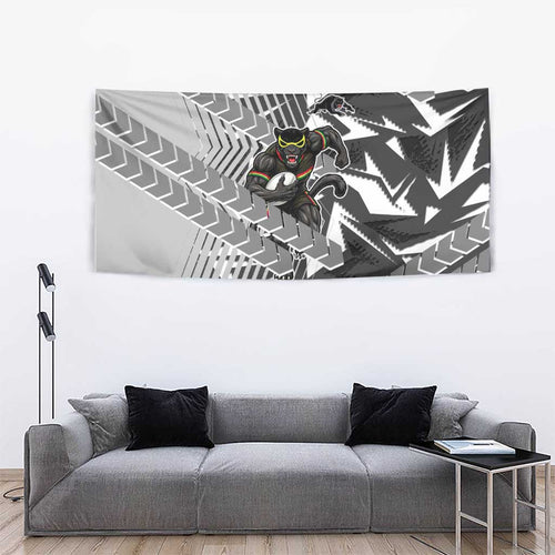 Penrith Panthers Rugby Tapestry Fierce Mascot Geometric Tribal Art