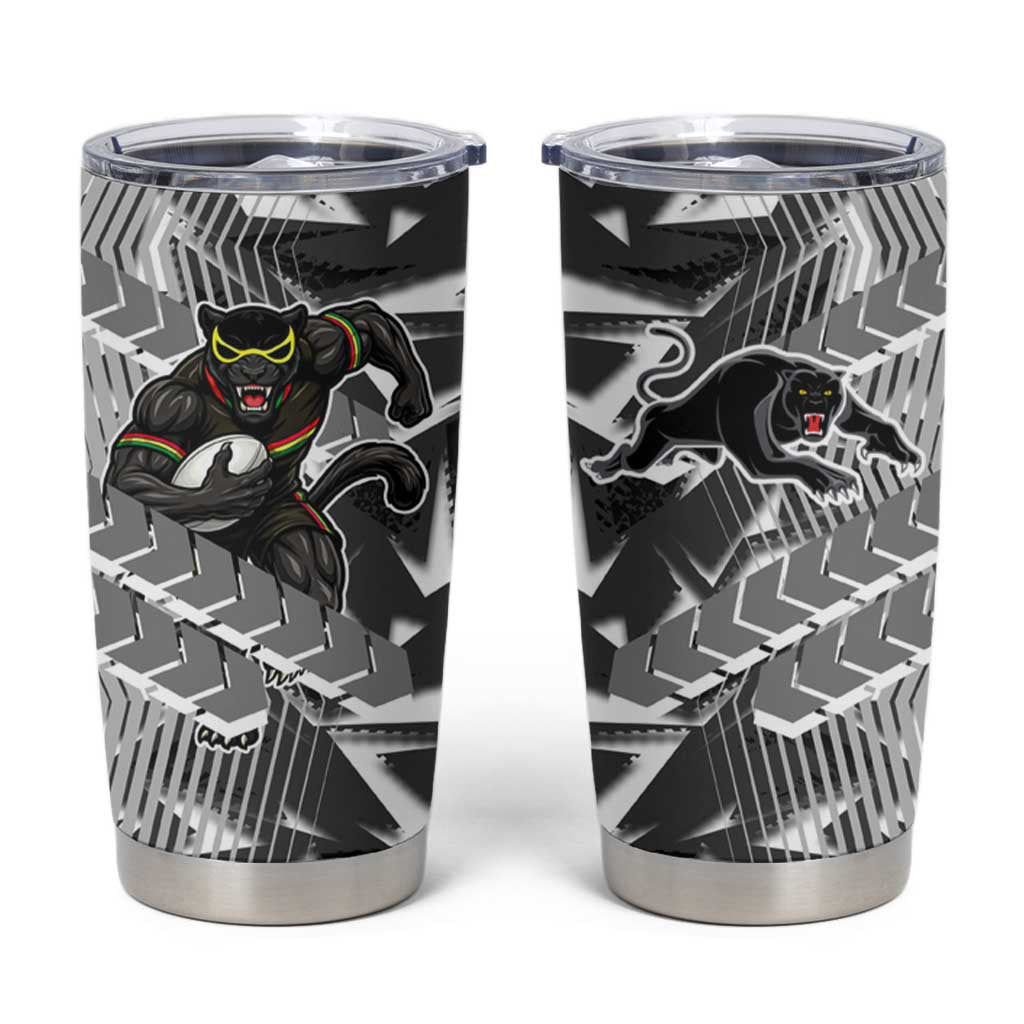 Penrith Panthers Rugby Tumbler Cup Fierce Mascot Geometric Tribal Art