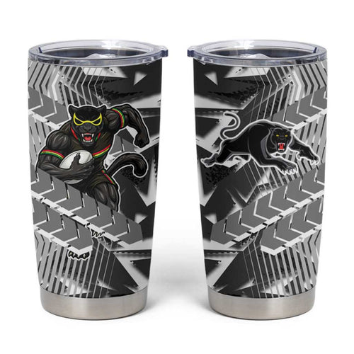 Penrith Panthers Rugby Tumbler Cup Fierce Mascot Geometric Tribal Art