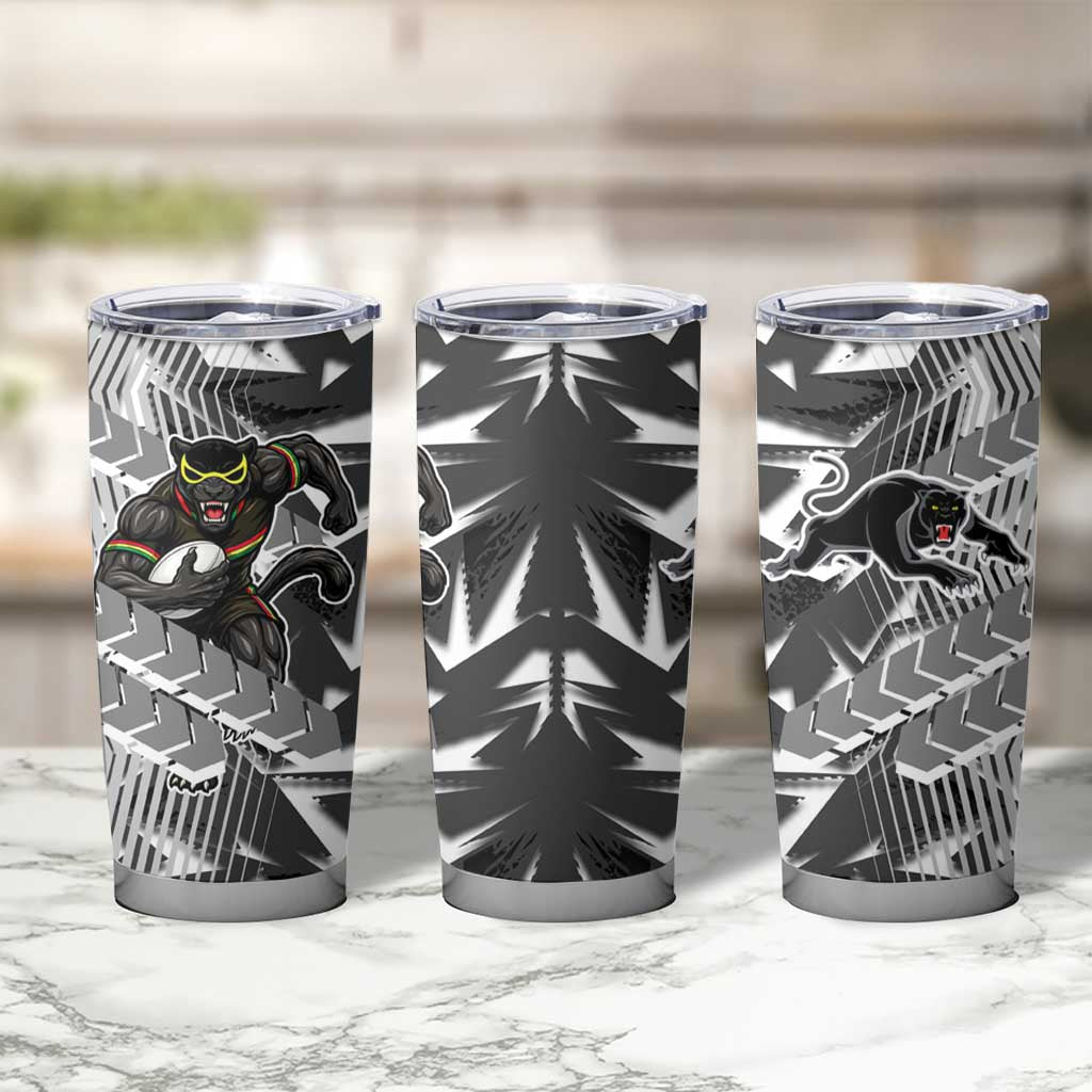Penrith Panthers Rugby Tumbler Cup Fierce Mascot Geometric Tribal Art