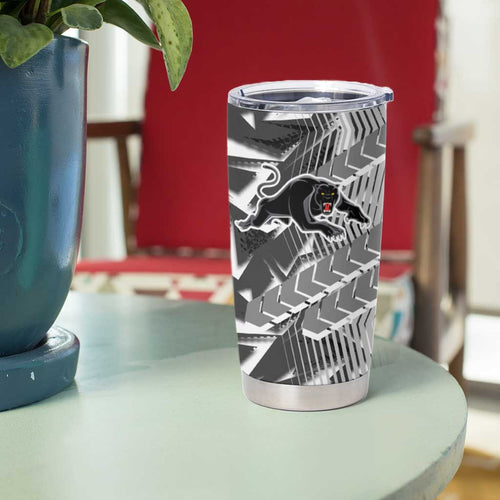 Penrith Panthers Rugby Tumbler Cup Fierce Mascot Geometric Tribal Art