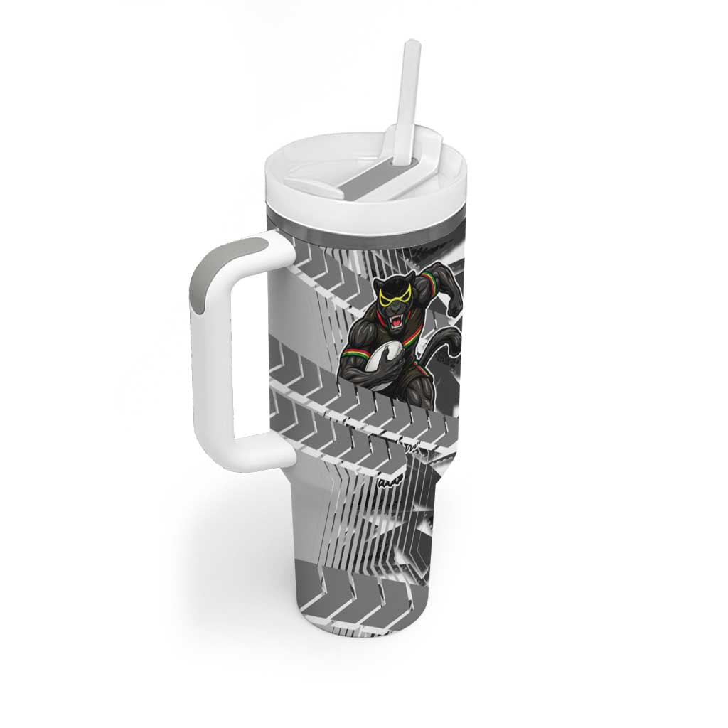 Penrith Panthers Rugby Tumbler With Handle Fierce Mascot Geometric Tribal Art