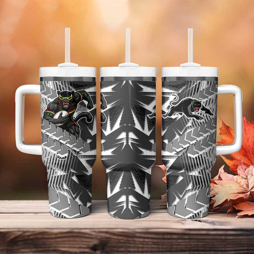Penrith Panthers Rugby Tumbler With Handle Fierce Mascot Geometric Tribal Art