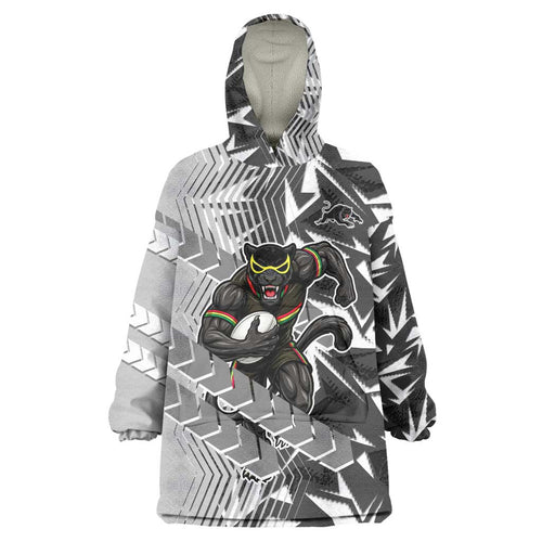 Penrith Panthers Rugby Wearable Blanket Hoodie Fierce Mascot Geometric Tribal Art
