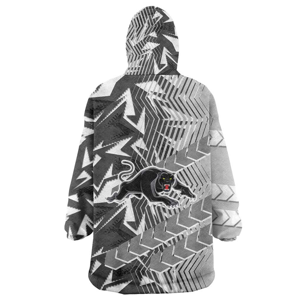 Penrith Panthers Rugby Wearable Blanket Hoodie Fierce Mascot Geometric Tribal Art