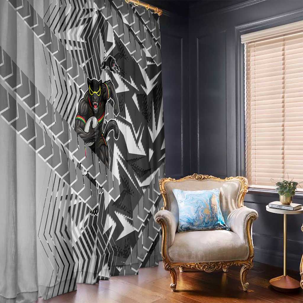Penrith Panthers Rugby Window Curtain Fierce Mascot Geometric Tribal Art