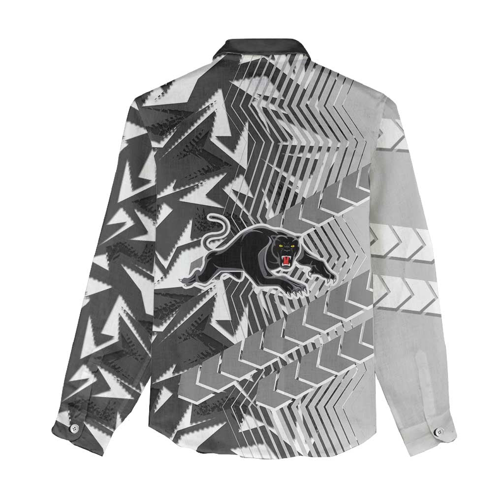 Penrith Panthers Rugby Women Casual Shirt Fierce Mascot Geometric Tribal Art