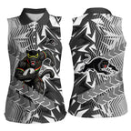 Penrith Panthers Rugby Women Sleeveless Polo Shirt Fierce Mascot Geometric Tribal Art