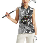 Penrith Panthers Rugby Women Sleeveless Polo Shirt Fierce Mascot Geometric Tribal Art