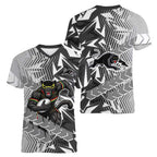 Penrith Panthers Rugby Women V-Neck T-Shirt Fierce Mascot Geometric Tribal Art