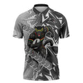 Penrith Panthers Rugby Zipper Polo Shirt Fierce Mascot Geometric Tribal Art