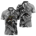 Penrith Panthers Rugby Zipper Polo Shirt Fierce Mascot Geometric Tribal Art