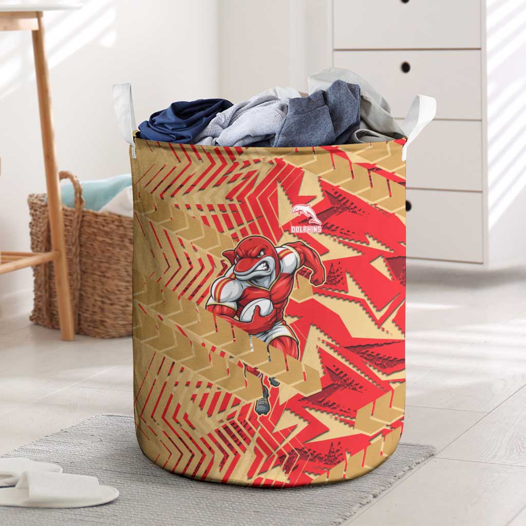Dolphins Rugby Laundry Basket Fierce Mascot Geometric Tribal Art