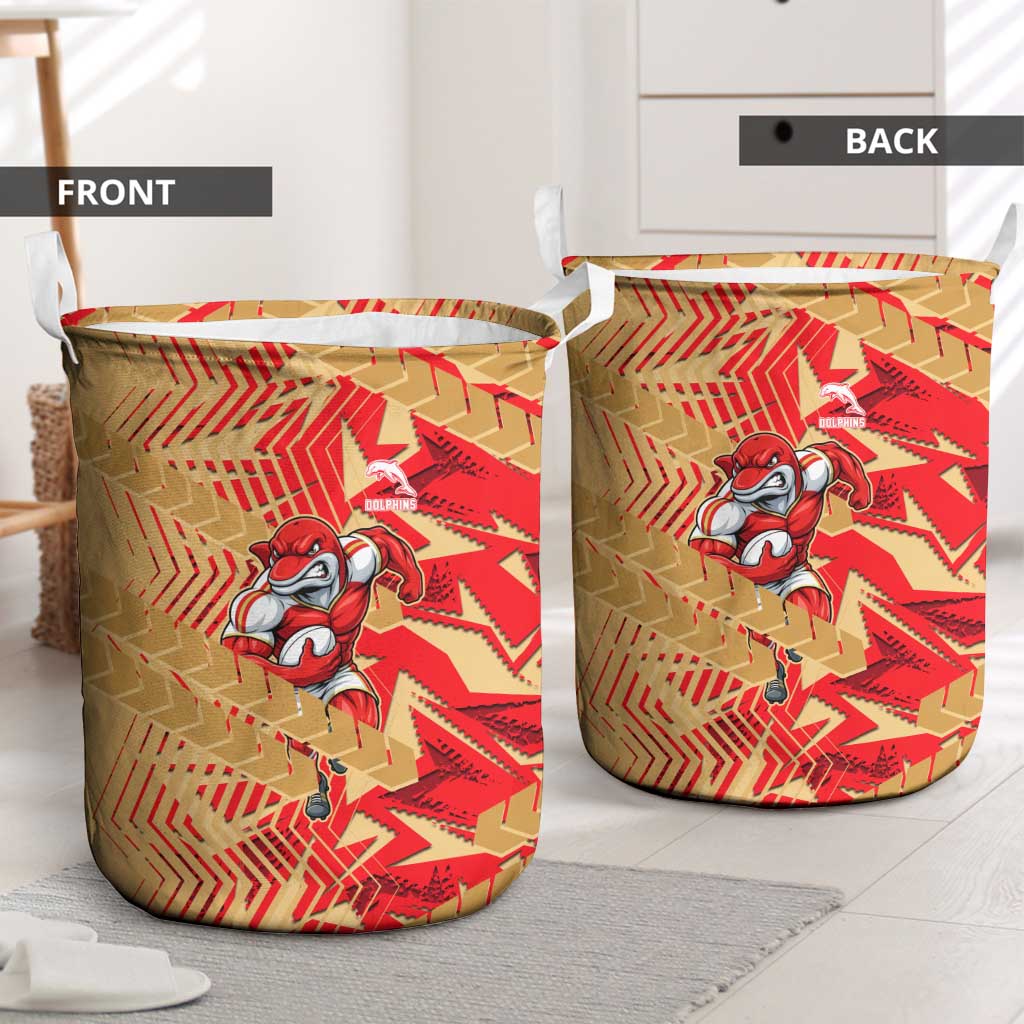 Dolphins Rugby Laundry Basket Fierce Mascot Geometric Tribal Art