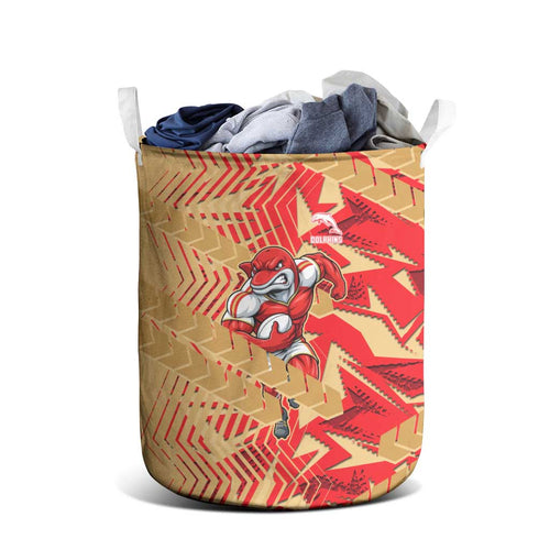 Dolphins Rugby Laundry Basket Fierce Mascot Geometric Tribal Art