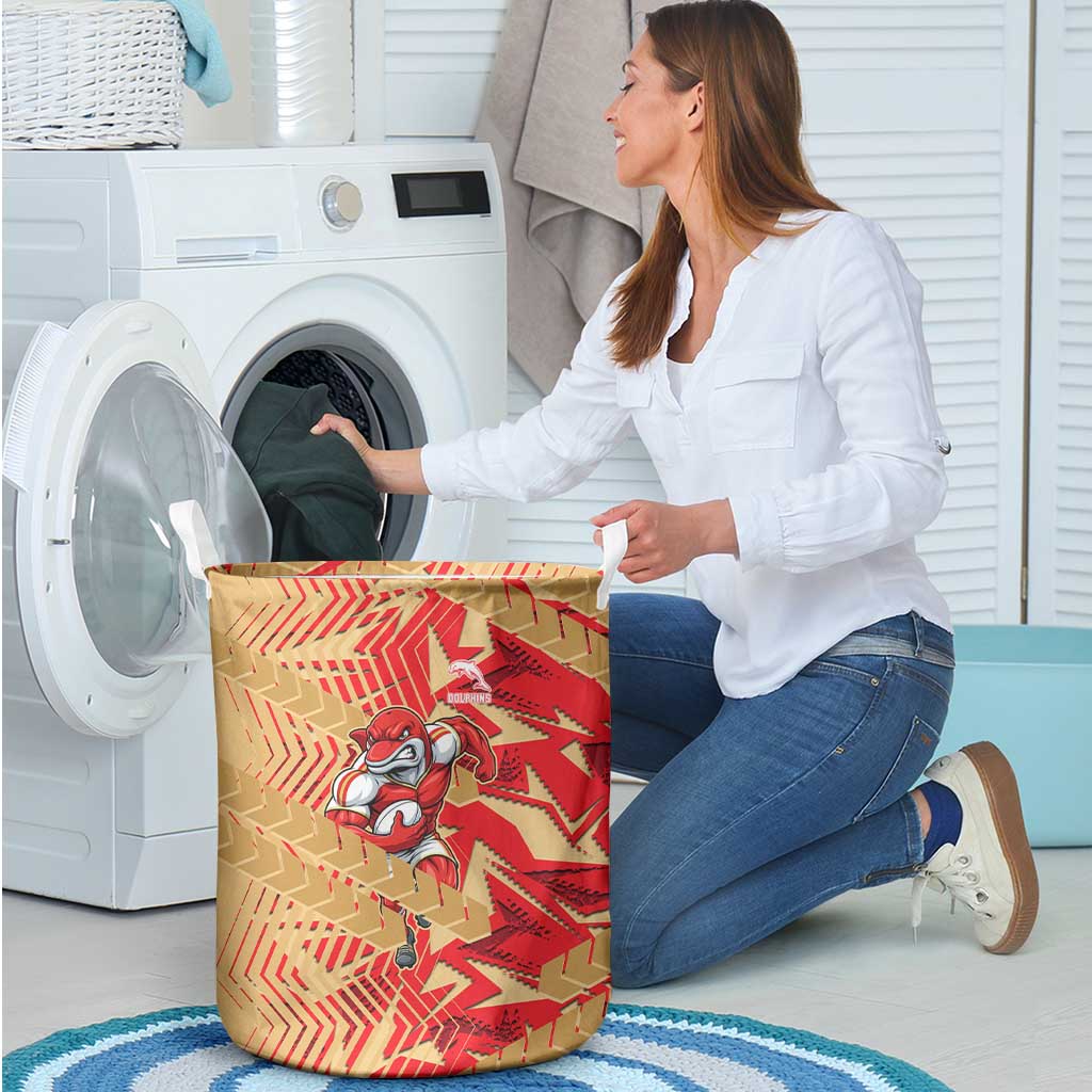 Dolphins Rugby Laundry Basket Fierce Mascot Geometric Tribal Art
