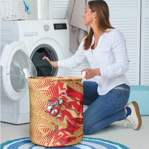 Dolphins Rugby Laundry Basket Fierce Mascot Geometric Tribal Art