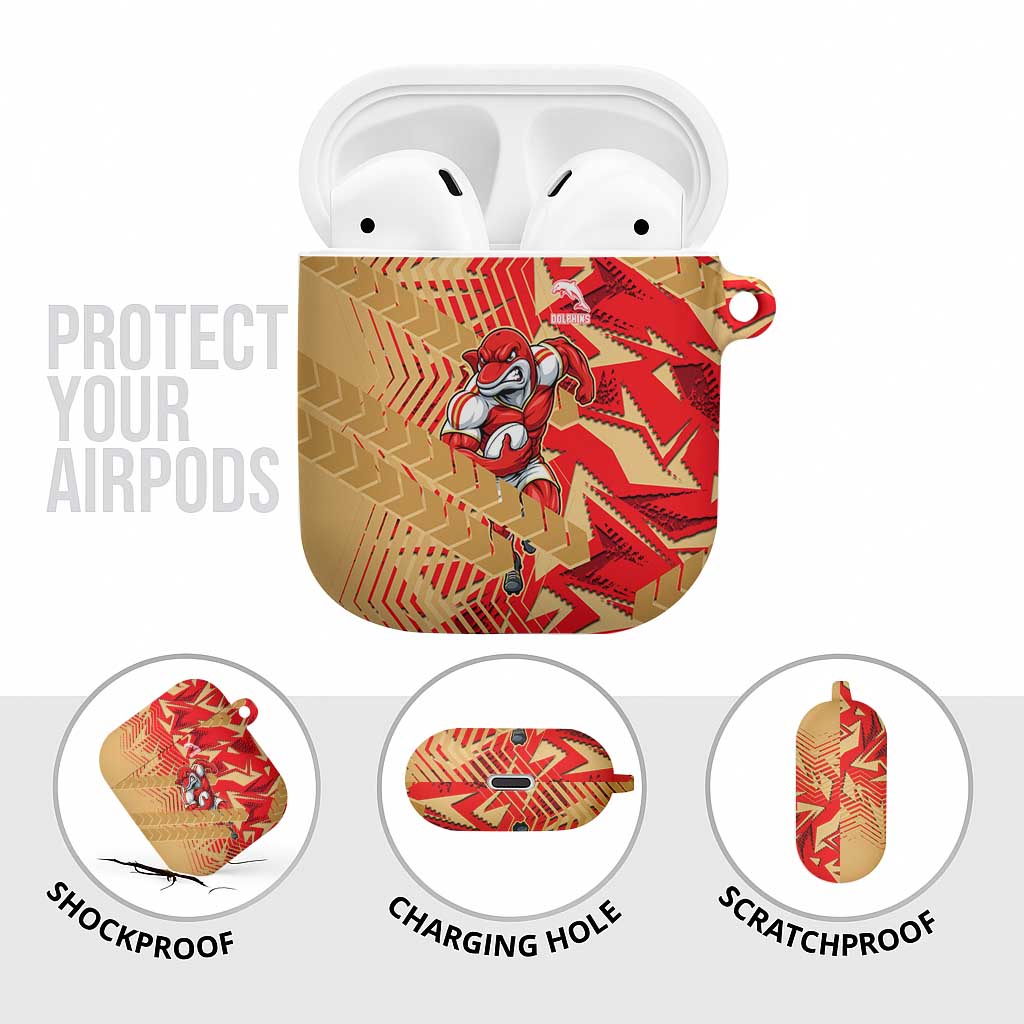 Dolphins Rugby AirPods Case Fierce Mascot Geometric Tribal Art