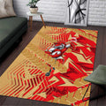 Dolphins Rugby Area Rug Fierce Mascot Geometric Tribal Art