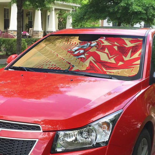 Dolphins Rugby Auto Sun Shade Fierce Mascot Geometric Tribal Art