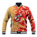 Dolphins Rugby Baseball Jacket Fierce Mascot Geometric Tribal Art