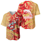 Dolphins Rugby Baseball Jersey Fierce Mascot Geometric Tribal Art